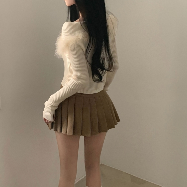 ウィンターコーデュロイプリーツミニスカートパンツ BEIGE