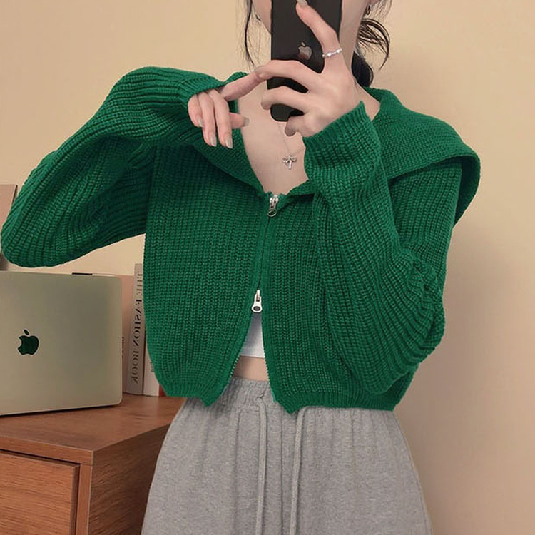 セーラーカラーネックワッぺンクロップニット(5color