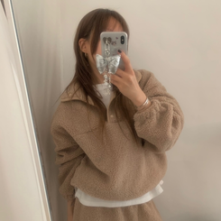 【SET】ボアフリースベアニット ストリングロングパンツ DEEP BEIGE