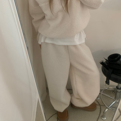 【SET】ボアフリースベアニット ストリングロングパンツ IVORY