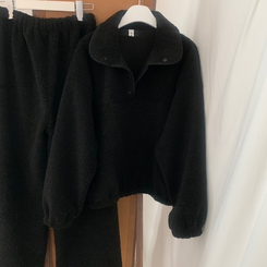 【SET】ボアフリースベアニット ストリングロングパンツ