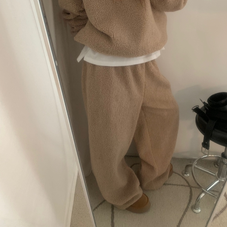 【SET】ボアフリースベアニット ストリングロングパンツ DEEP BEIGE