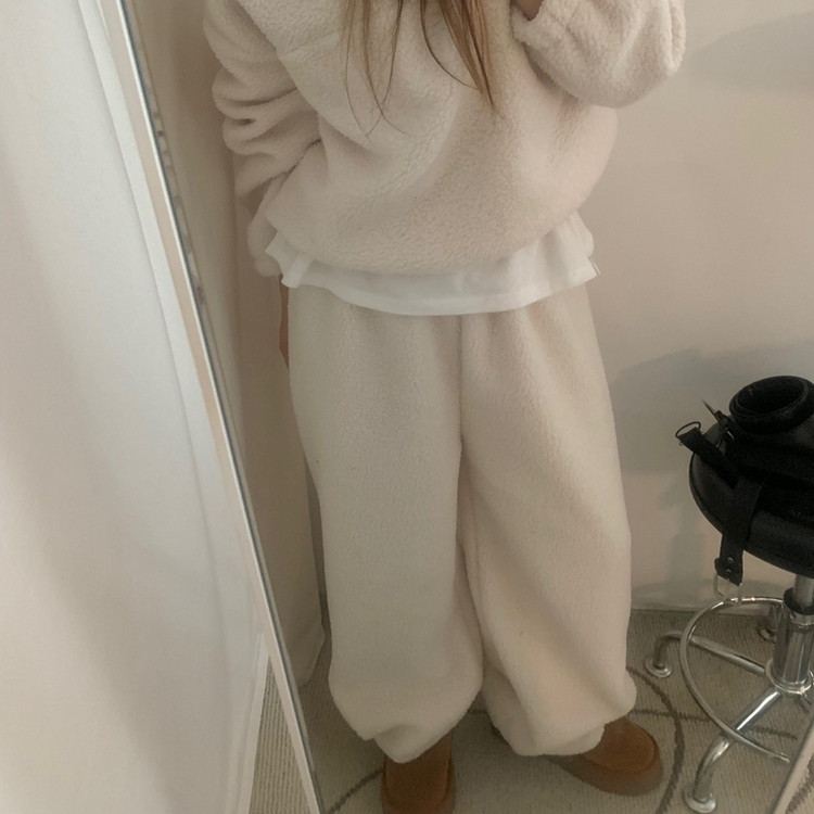【SET】ボアフリースベアニット ストリングロングパンツ IVORY