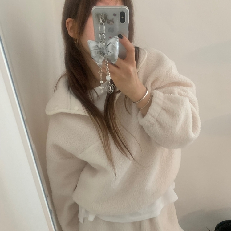 【SET】ボアフリースベアニット ストリングロングパンツ IVORY