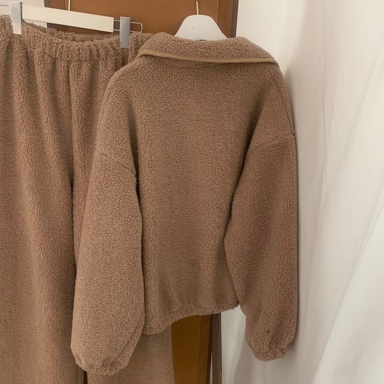 【SET】ボアフリースベアニット ストリングロングパンツ