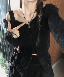 ジュエリー レザー蝶々ネックレス BLACK