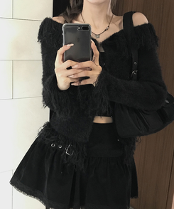 ジュエリー レザー蝶々ネックレス BLACK