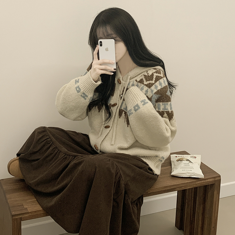 모리걸 아메카지 빈티지 골덴 밴딩 캉캉 롱스커트 밤색