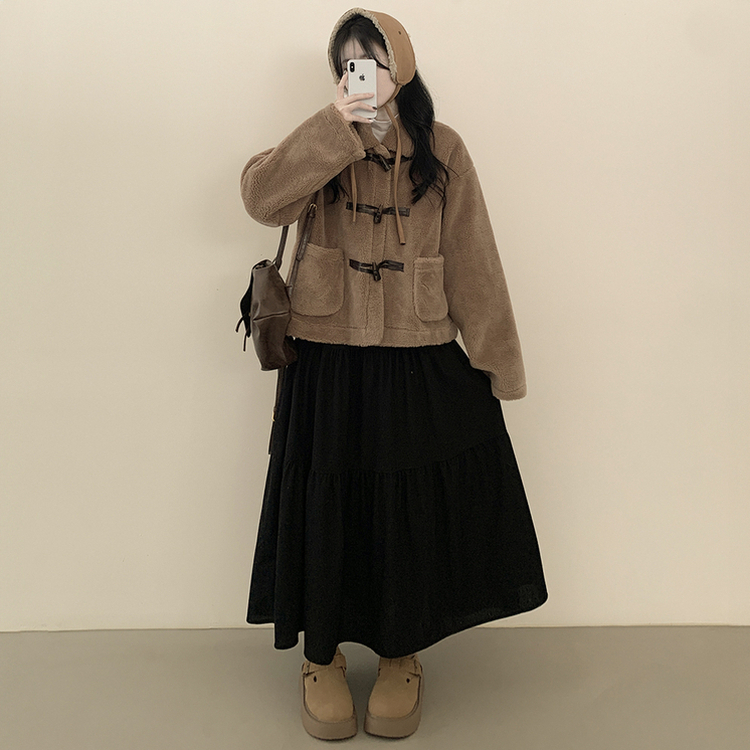 모리걸 아메카지 빈티지 골덴 밴딩 캉캉 롱스커트 블랙