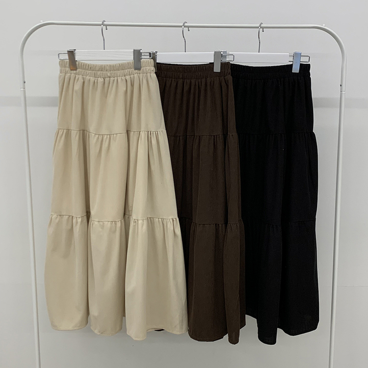 모리걸 아메카지 빈티지 골덴 밴딩 캉캉 롱스커트