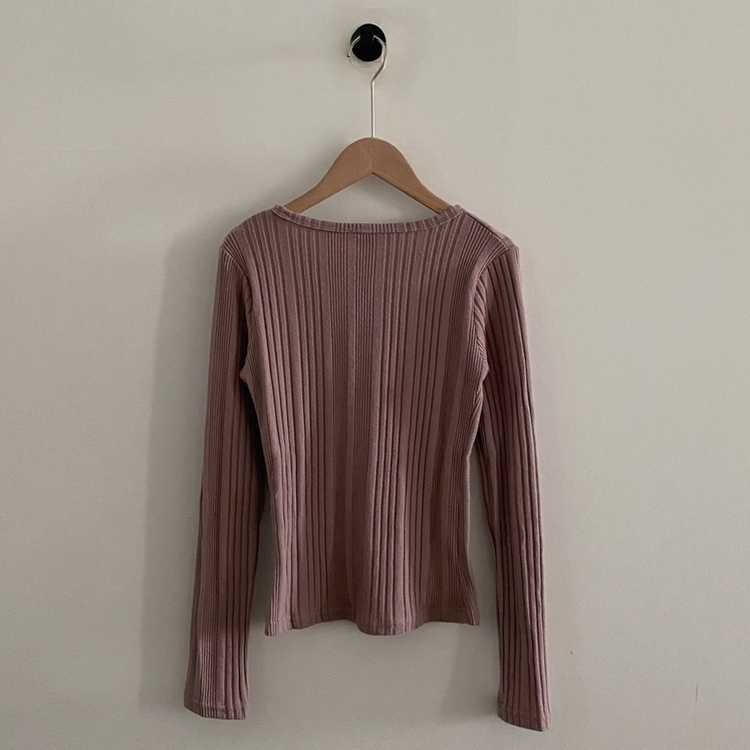 이너블 골지버튼 여리핏 긴팔니트 티셔츠 4color