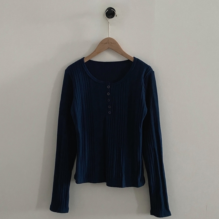 이너블 골지버튼 여리핏 긴팔니트 티셔츠 4color