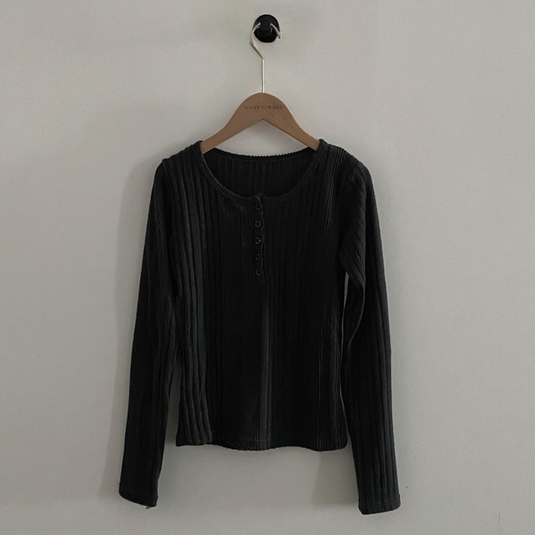 이너블 골지버튼 여리핏 긴팔니트 티셔츠 4color