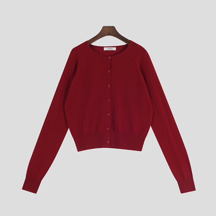 【whiplumXSONA 初コラボ！】 ウール100%ラウンドネック羊毛カーディガン