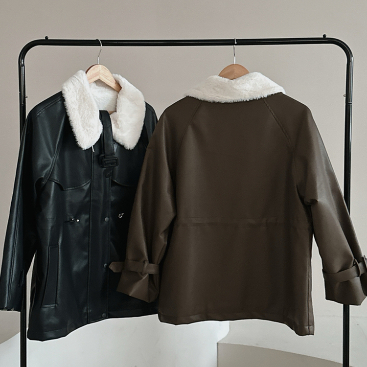 ストリングハーフムートンファーレザージャケット