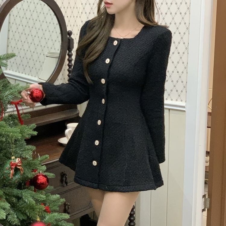 ツイードスクエアネックパフミニワンピースワ｜ミニワンピース｜韓国