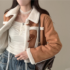 베이비 양털 떡볶이 무스탕 자켓 브라운