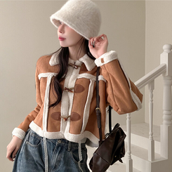 베이비 양털 떡볶이 무스탕 자켓 브라운