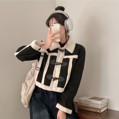 베이비 양털 떡볶이 무스탕 자켓 블랙