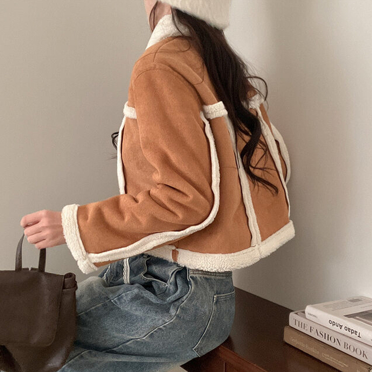 베이비 양털 떡볶이 무스탕 자켓 브라운