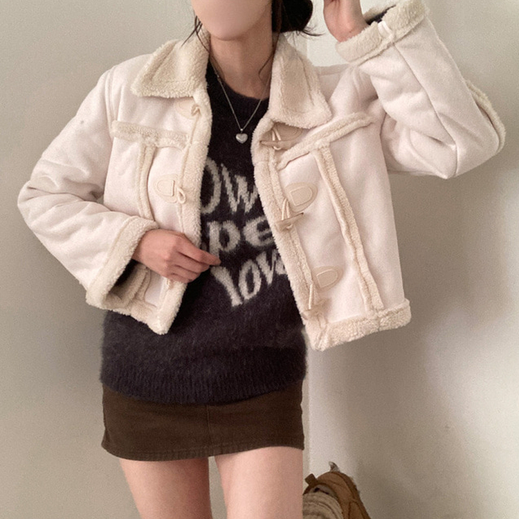 베이비 양털 떡볶이 무스탕 자켓 아이보리