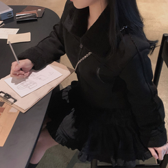 소프트 스웨이드 양털 데일리 카라 크롭 스탠다드핏 무스탕 블랙