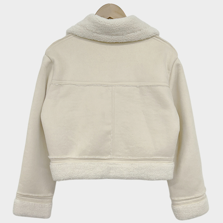 소프트 스웨이드 양털 데일리 카라 크롭 스탠다드핏 무스탕