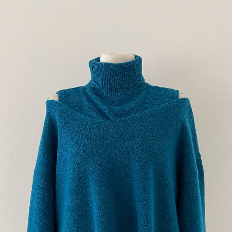 레빗 레이어드 폴라 브이넥 니트 투피스 세트