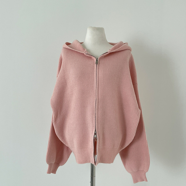 디뉴트 아방소매 투웨이 니트 후드 집업