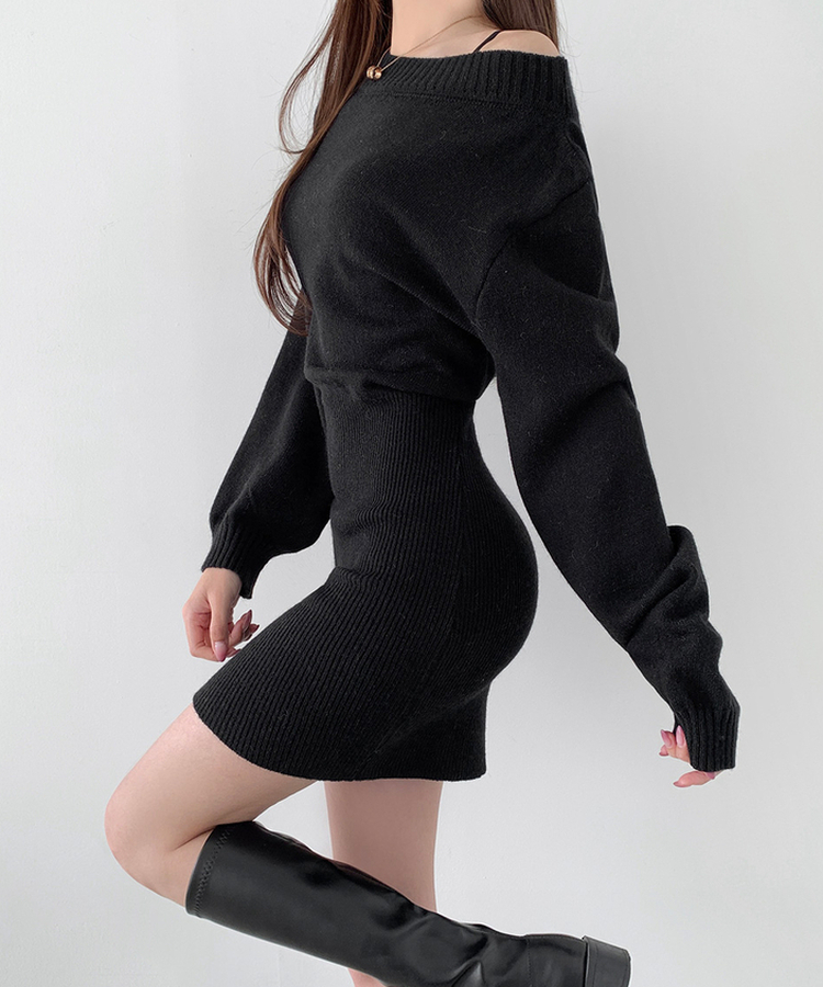 フェミニンムードHラインワンピース BLACK