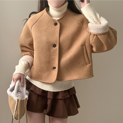 제티브라운 양털 안감 크로스백 세트 노카라 스웨이드 무스탕 자켓 베이지