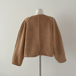 제티브라운 양털 안감 크로스백 세트 노카라 스웨이드 무스탕 자켓