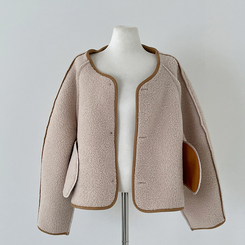 제티브라운 양털 안감 크로스백 세트 노카라 스웨이드 무스탕 자켓