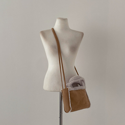 제티브라운 양털 안감 크로스백 세트 노카라 스웨이드 무스탕 자켓