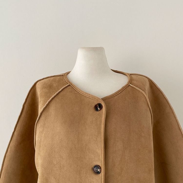 제티브라운 양털 안감 크로스백 세트 노카라 스웨이드 무스탕 자켓