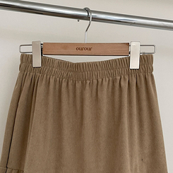 コーデュロイバンディングティアードフレアロングスカート