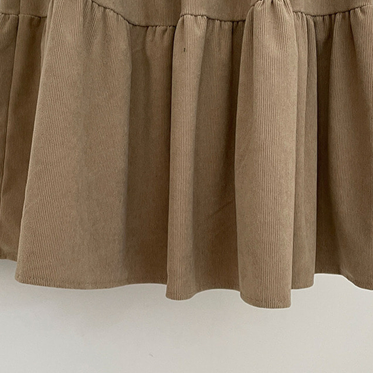 コーデュロイバンディングティアードフレアロングスカート