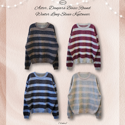 ストライプベーシックラウンドニット