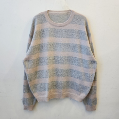 ストライプベーシックラウンドニット