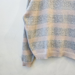 ストライプベーシックラウンドニット