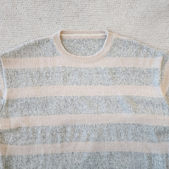 ストライプベーシックラウンドニット