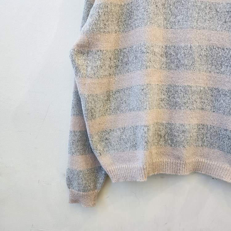 ストライプベーシックラウンドニット