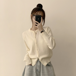 メリミラウンドセミクロップカーディガン(8color) IVORY