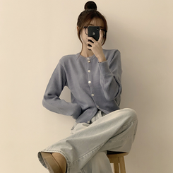 メリミラウンドセミクロップカーディガン(8color) AQUA