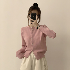 メリミラウンドセミクロップカーディガン(8color) PINK