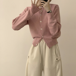 メリミラウンドセミクロップカーディガン(8color) PINK