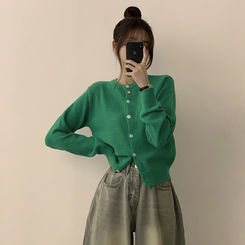 メリミラウンドセミクロップカーディガン(8color) GREEN