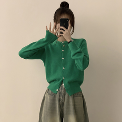 メリミラウンドセミクロップカーディガン(8color) GREEN