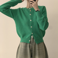 メリミラウンドセミクロップカーディガン(8color) GREEN