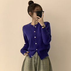 メリミラウンドセミクロップカーディガン(8color) blue